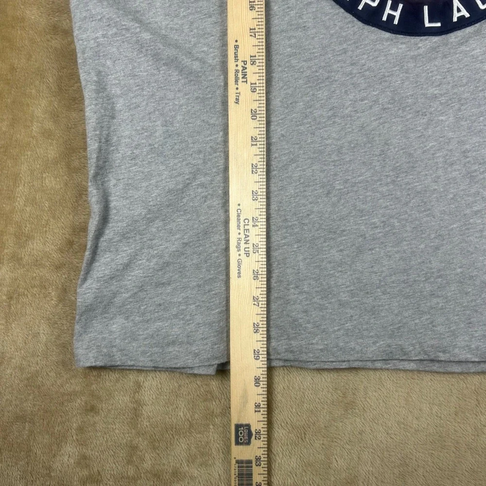 Polo Ralph Lauren Mens XXL Heather Gray Graphic Patch‎ Logo T-Shirt Short Sleeve
